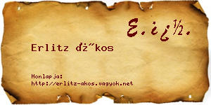 Erlitz Ákos névjegykártya